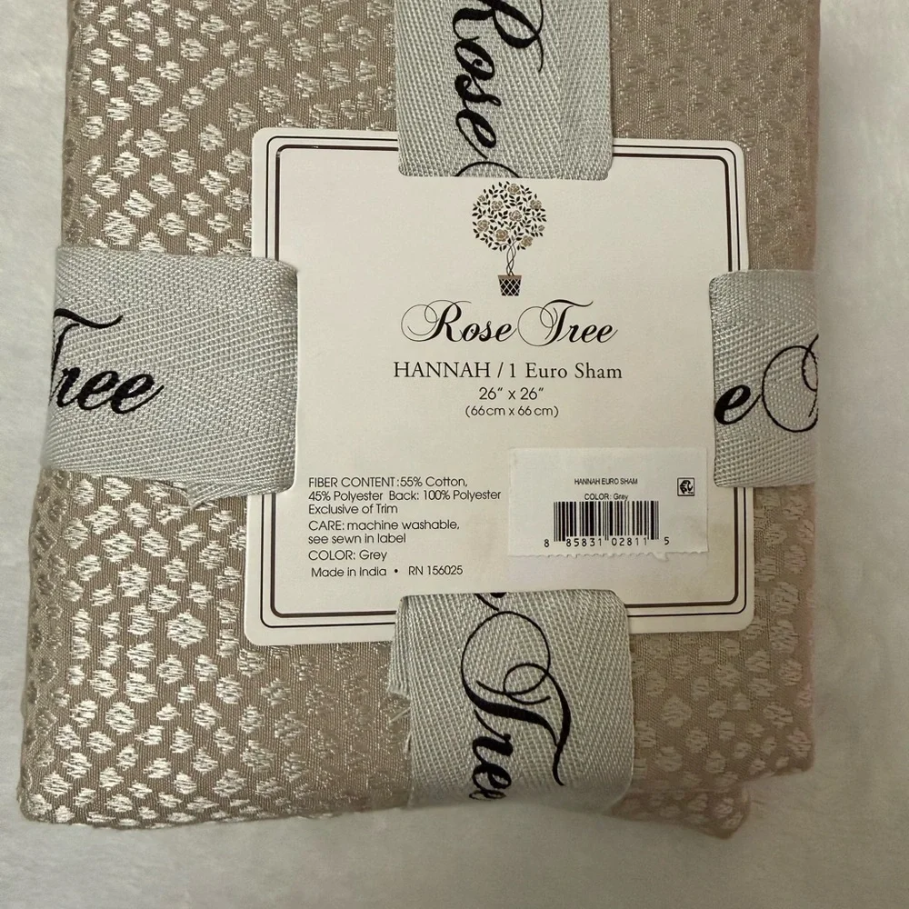 Rose Tree Hannah Woven Dot Fringe Trim Euro Sham